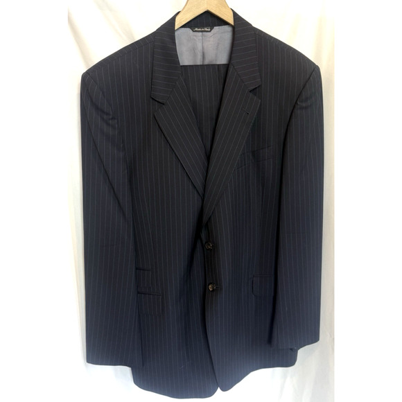 Paul Smith Mens Mohair Wool Blazer Suit Jacket 46 L Navy Pinstripe Pants Italy - Picture 3 of 14